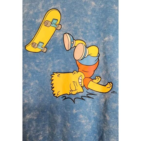 Simpsons Vintage Sweatshirt Bart Head plant Off Skateboard Blue Small Unisex - Picture 2 of 7